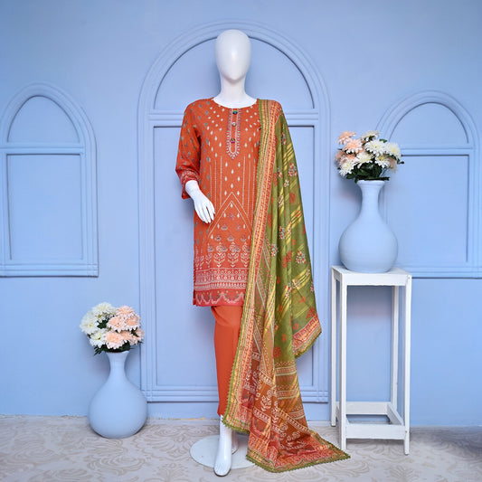 Pret 3 Piece Embroidered Lawn Stitched Suit